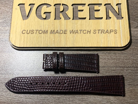 Dark brown lizard watch strap for IWC Big Pilot 7 Days, custom deployant length
