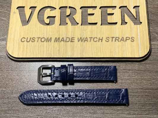 Dark blue crocodile watch strap for IWC Da Vinci, short 65/105mm build