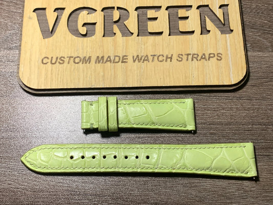 Lime green crocodile watch strap for Orient Star GMT, full strap