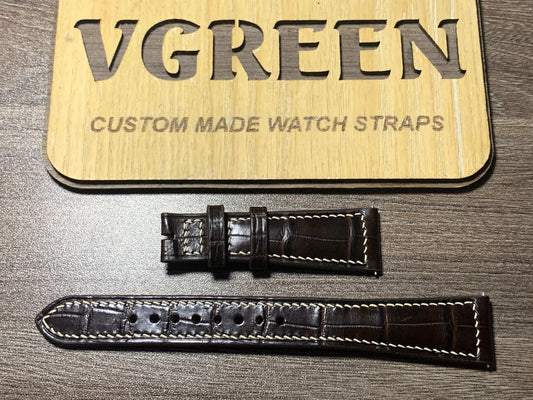 Brown crocodile watch strap for Patek Philippe 5396R, full strap