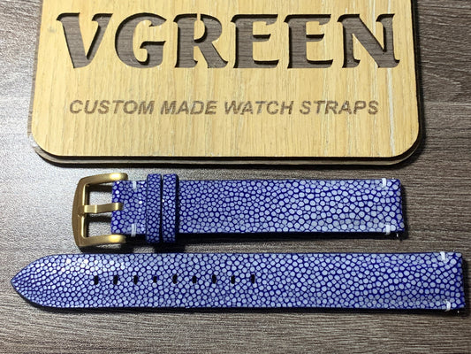 Blue stingray watch strap for Tissot Visodate, extra-long 105/160mm