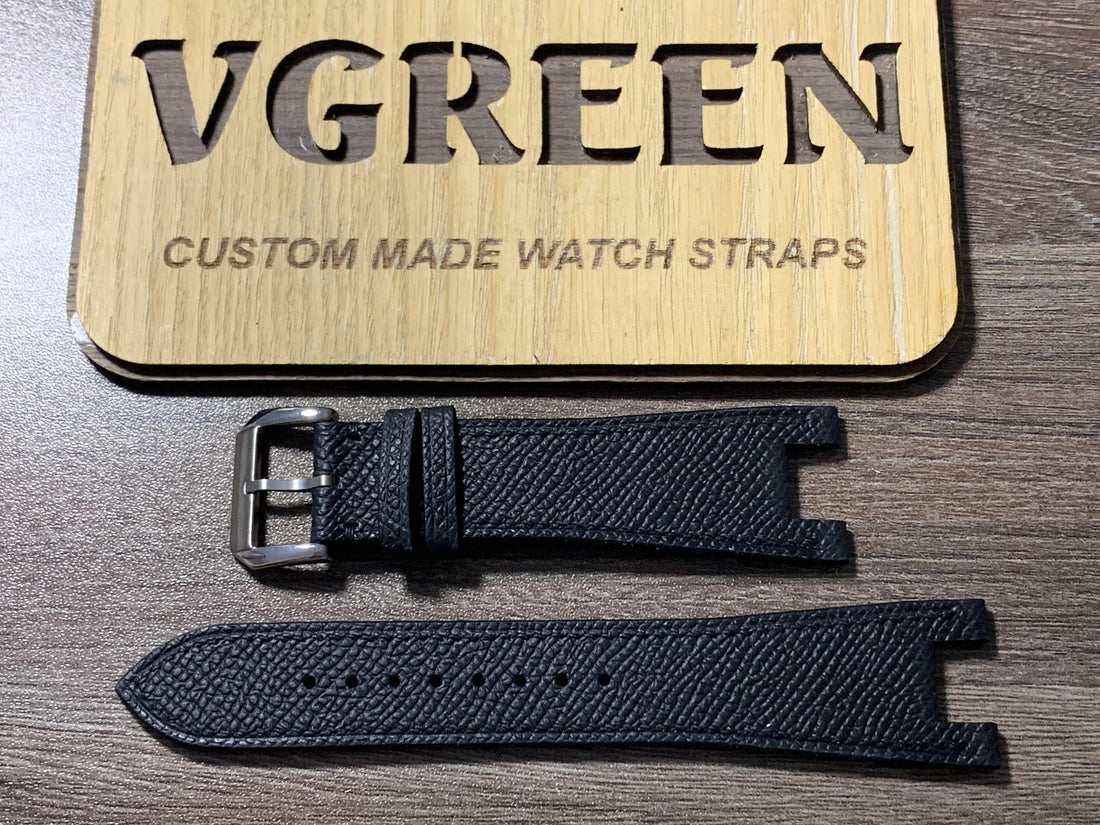 Corner-notched black Epsom watch strap for Citizen Eco-Drive Titanium, A26 B13 C9 mm