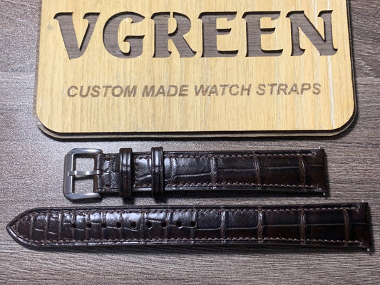 Brown crocodile watch strap for Bulova Surveyor 96B427, extra-long 105/160mm