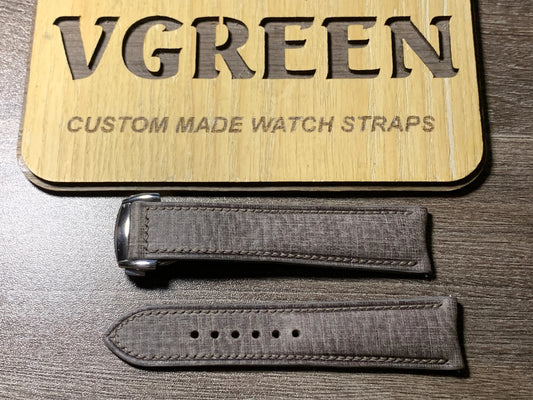 Taupe brown Babele Linen strap for JLC Master Memovox, 21mm lug width