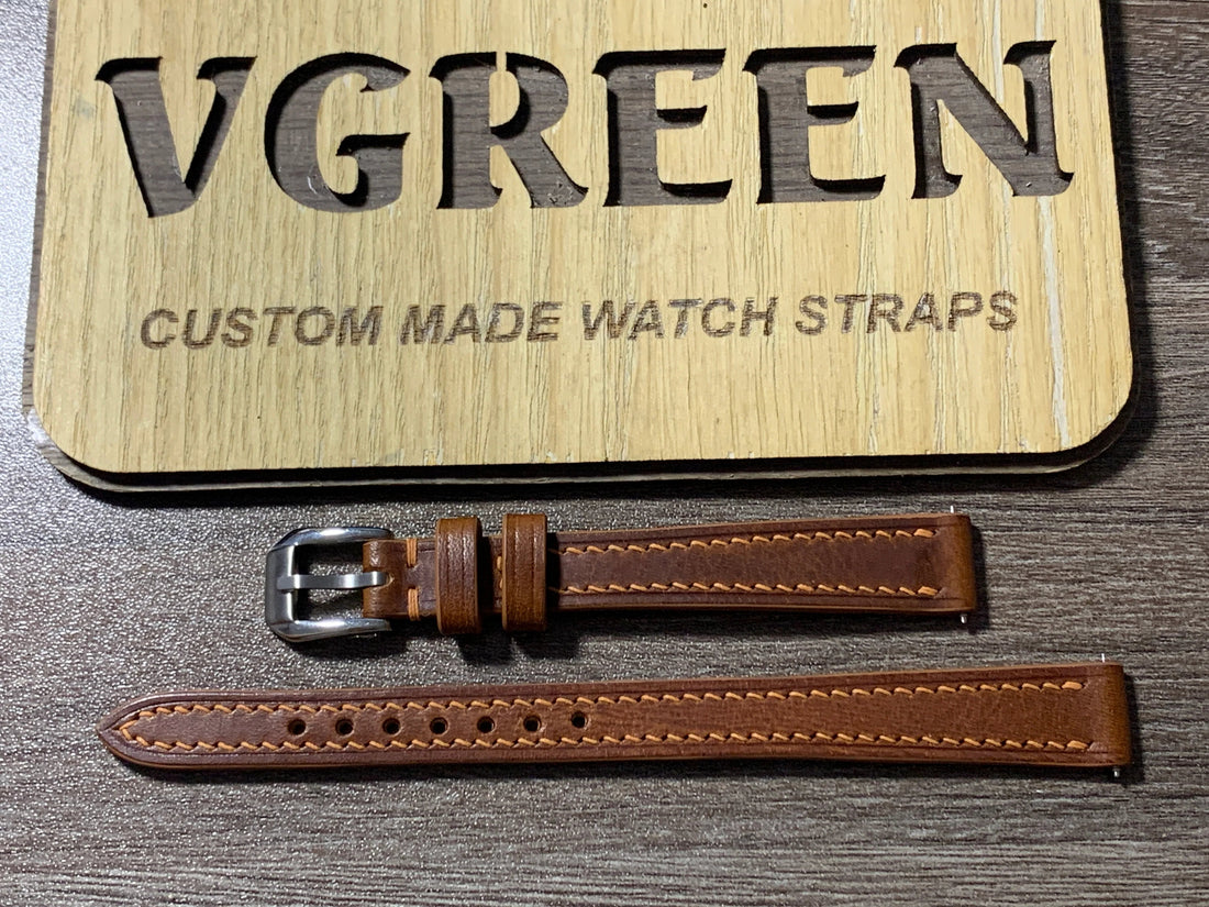Cognac Badalassi Wax watch strap for vintage Rolex Lady-Date 6516, 10mm buckle