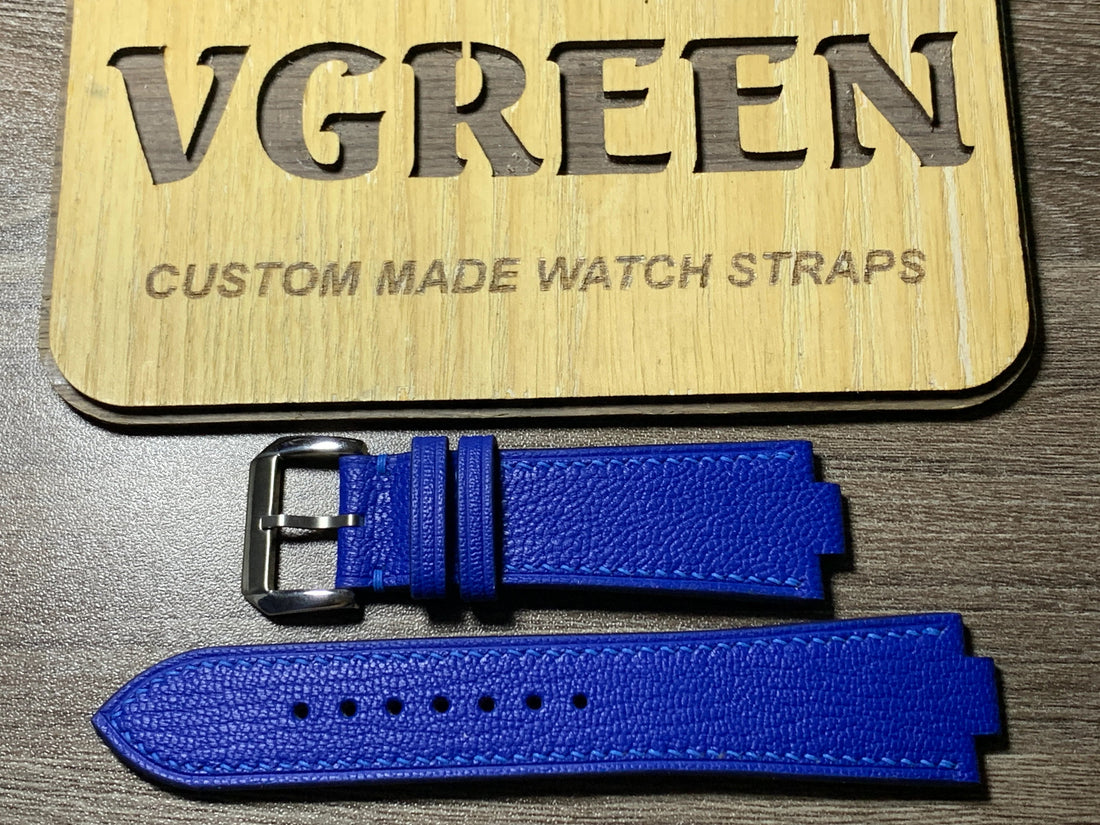 Blue Alran goat corner-notched watch strap for Casio Oceanus T6000