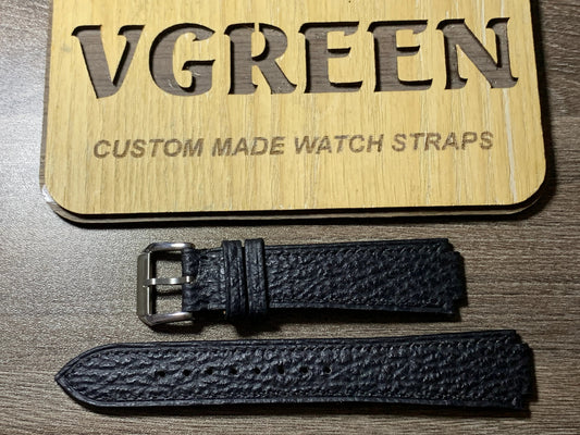 Black sharkskin corner-notched watch strap for Citizen H500-S111463, full strap