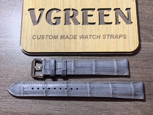 Cool gray crocodile watch strap for Hamilton Jazzmaster Viewmatic, 105/160mm build