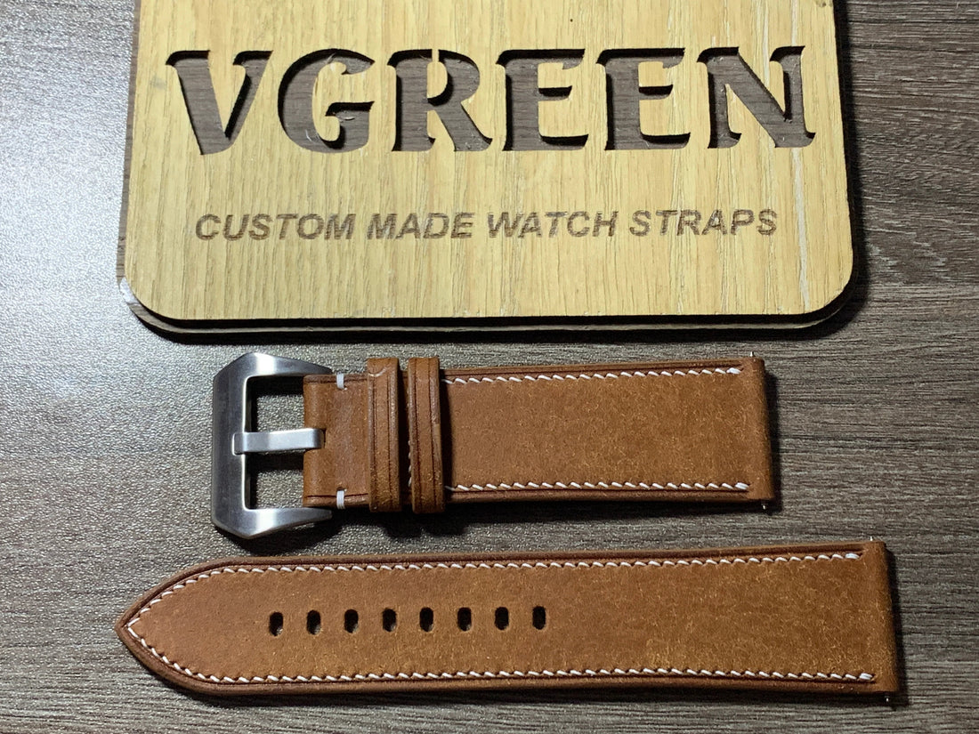Whisky Maya leather watch strap for Zodiac Desert Master, extra-long 26mm
