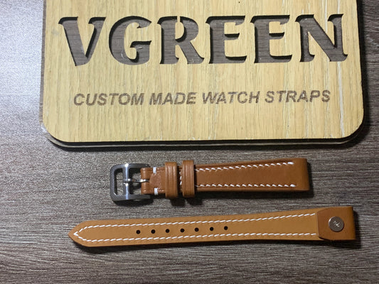 Barenia open-ended watch strap for a 1930s Nivada, 12mm slim stainless buckle