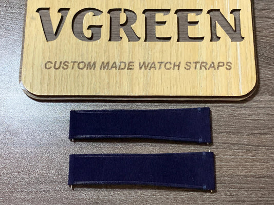 Midnight blue suede watch strap for Breitling Navitimer, extra-long 105/160mm