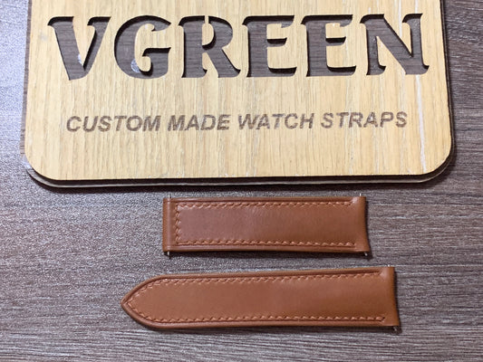 Barenia leather watch strap for Baume & Mercier Capeland 38mm, curved-end build