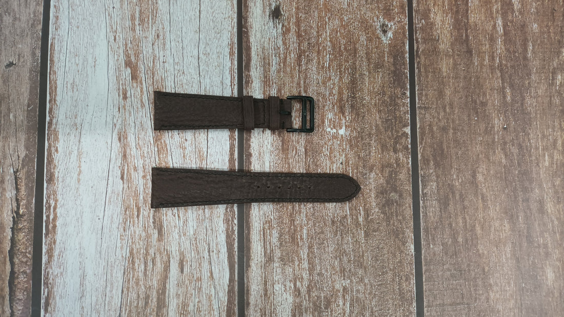 Brown Full Grain Shark Skin Leather Strap For TLC Watch
