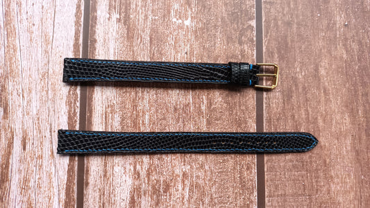 Black Full Grain Lizard Leather Strap For Stauer Watch