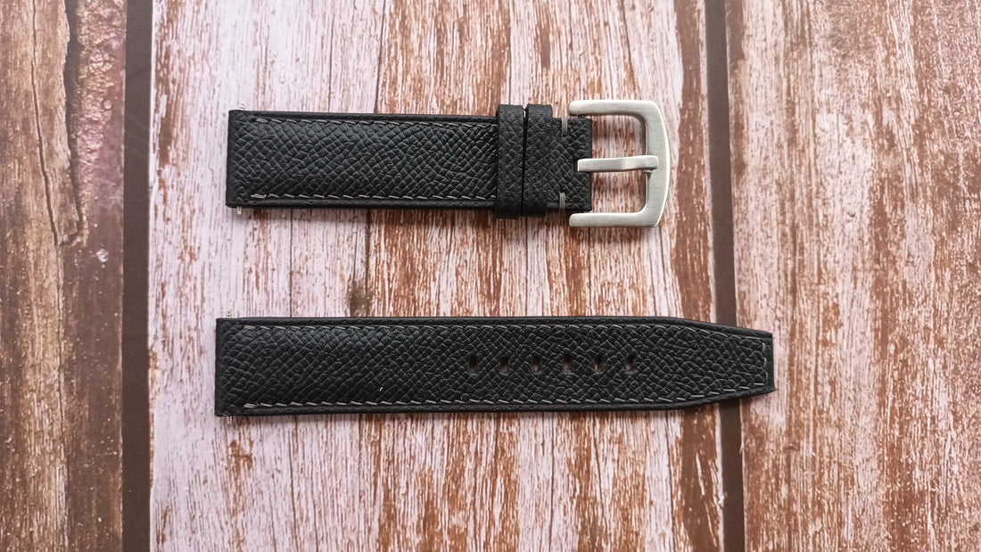 Black Epsom Leather Strap For Tudor PO1 Commando Watch