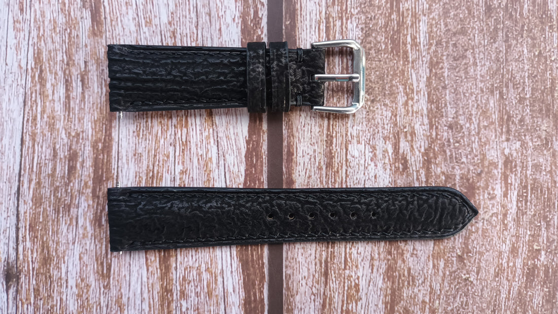 Black Full Grain Shark Skin Leather Strap For Rolex 4498 Watch