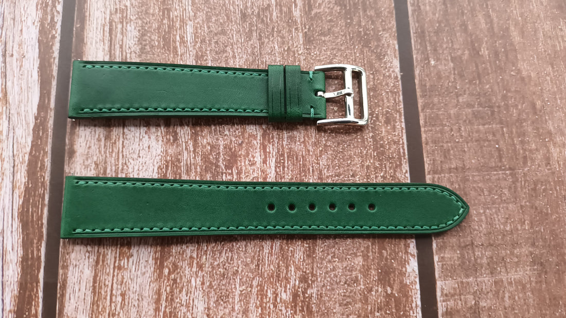 Green Italian Veg Tanned Buttero Leather Strap For Rolex Daytona Watch