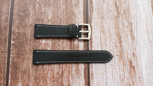 Black Epsom Leather Strap For Breitling Navy Timer Watch
