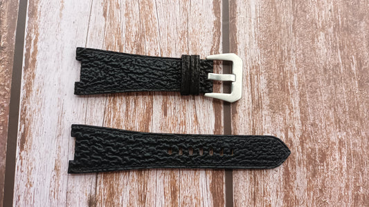 Black Shark Skin Custom Notched Strap For Bulova 98A238 Watch