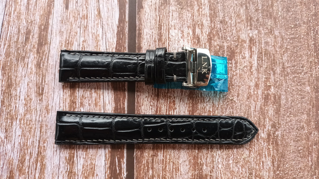 Black Full Grain Crocodile Leather Strap For Credor GCLH985 Watch