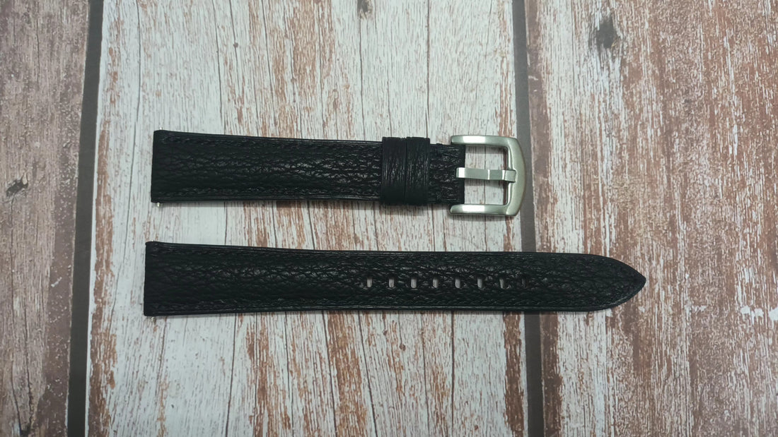 Black Full Grain Shark Skin Leather Strap For Patek Philippe calatrava Watch