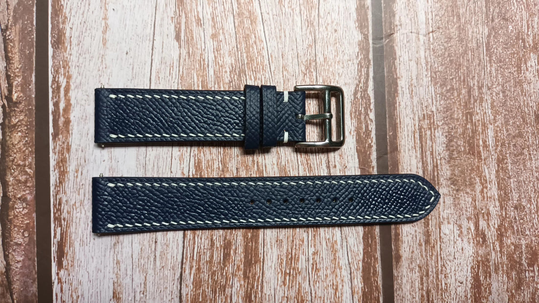 Navy Epsom Leather Strap For Grand Seiko sbgn005 Watch
