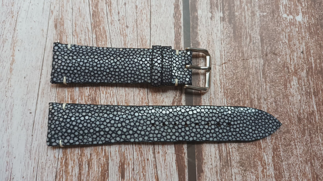Black Full Grain Stingray Leather Strap For Maurice Lacroix Pontos S Watch
