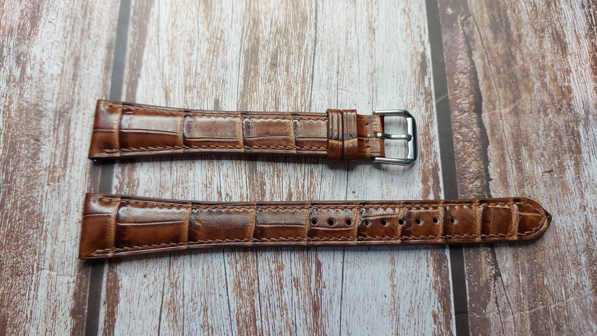 Honey Brown Full Grain Crocodile Leather Strap For Cuervo y Sobrinos W ...