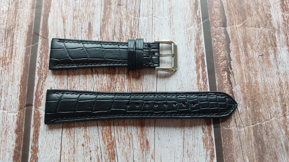 Black Full Grain Crocodile Leather Strap
