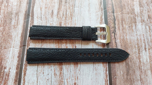 Black Shark Skin Leather Custom Notched Strap For Bulova MIL-SHIPS-W-2181 ref. 98A266 Watch