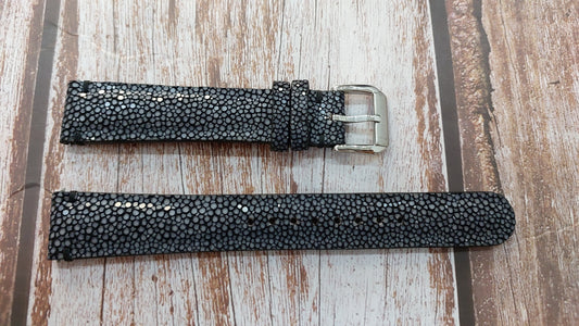 Black Full Grain Stingray Leather Strap For Grand Seiko 5646-7010 56GS Watch