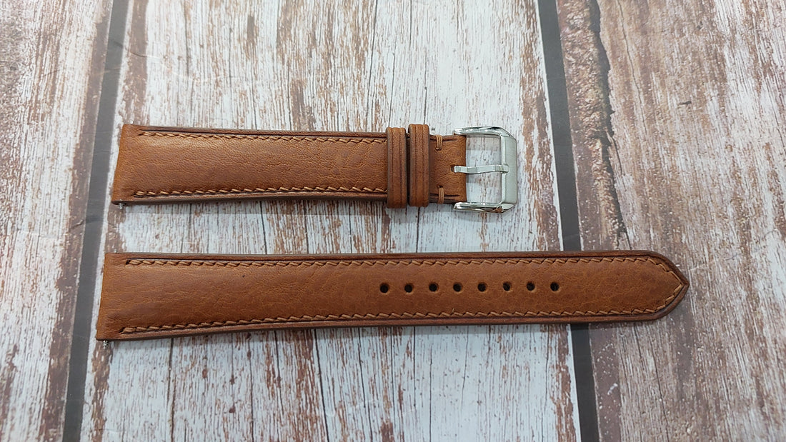 Brown Italian Veg Tanned Minerva Leather Strap For Tissot mens Gentleman Stainless Steel Dress Watch