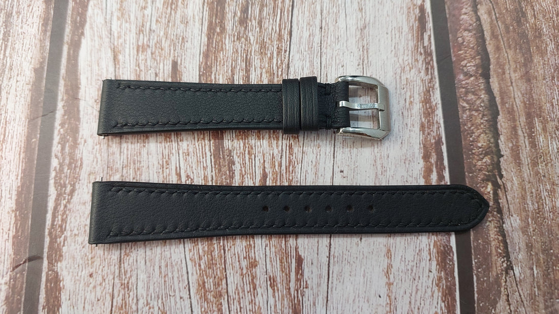 Black Swift Leather Strap For Seiko SACM171 Dress Watch