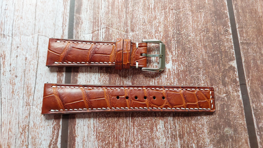 Deep Oak Full Grain Crocodile Leather Strap For Baume et Mercier Capeland Watch