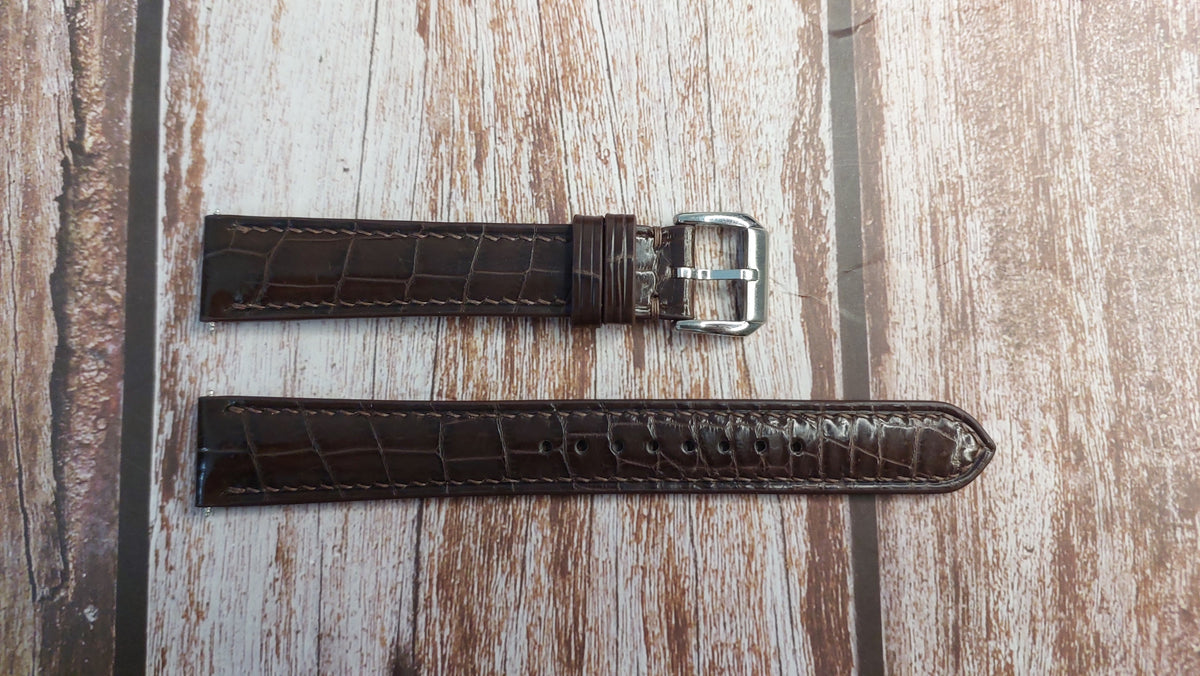 Brown Full Grain Crocodile Leather Strap For Omega Speedmaster Chronog ...