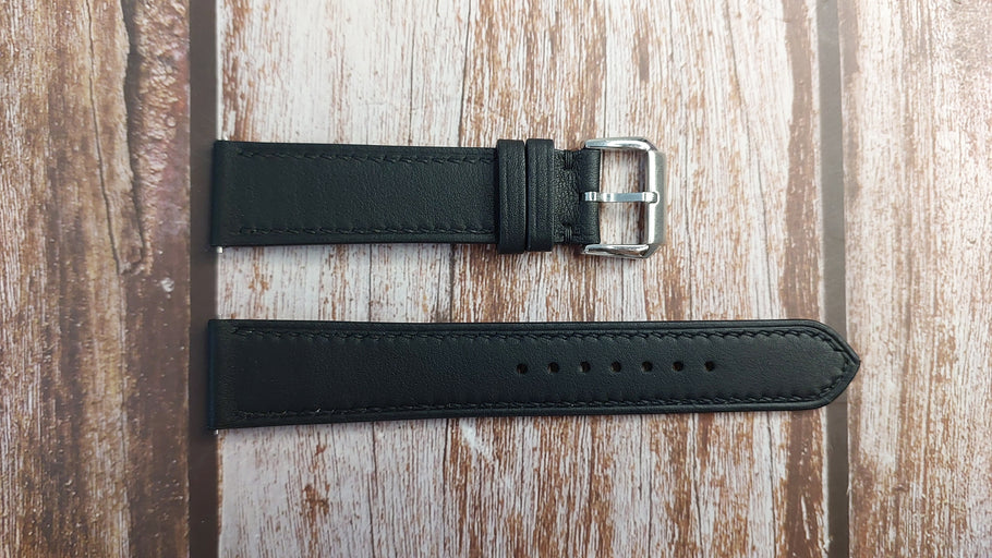 Black Swift Leather Strap For Prague Dress Watch