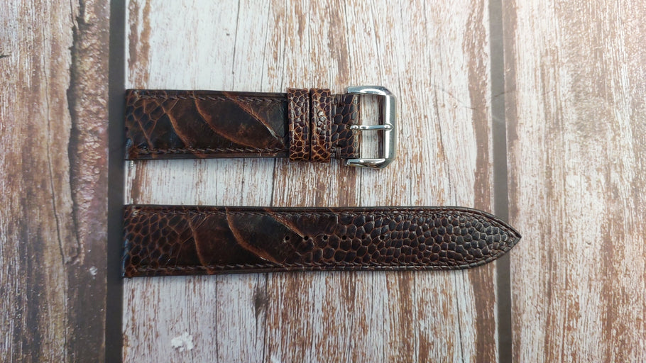 Dark Brown Full Grain Ostrich Leg Leather Strap For Tissot 1853 Watch