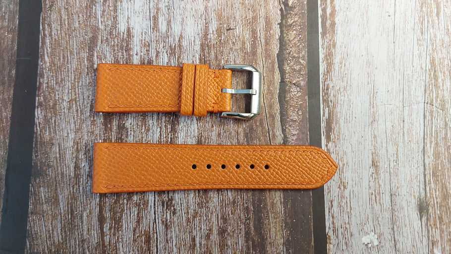 Orange Epsom Leather Strap For Timex Watch