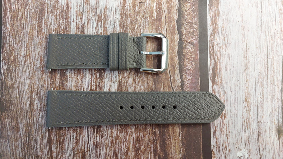 Gray Epsom Leather Strap For Timex Watch