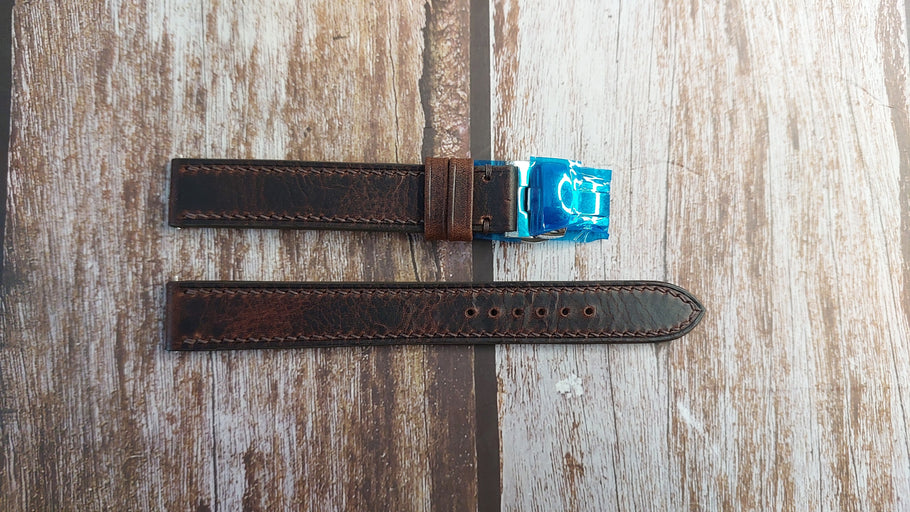 Dark Brown Badalassi Wax Leather Strap For Omega Vintage Mechanical Circa 1940s Watch