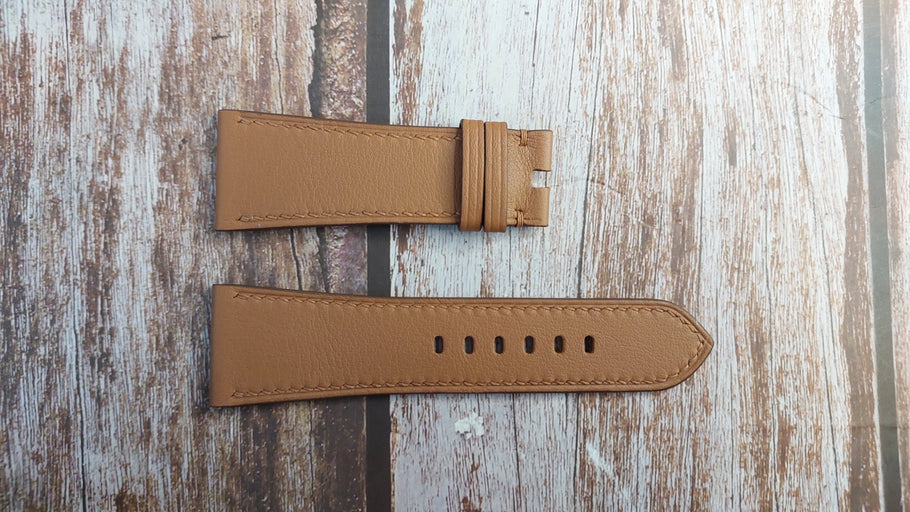 Brown Swift Leather Strap For Panerai Black Seal 45mm case Watch