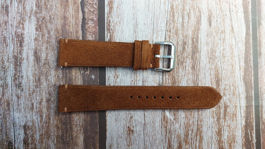 Dark Brown Suede Leather Strap For RGM Pro Aviator Watch