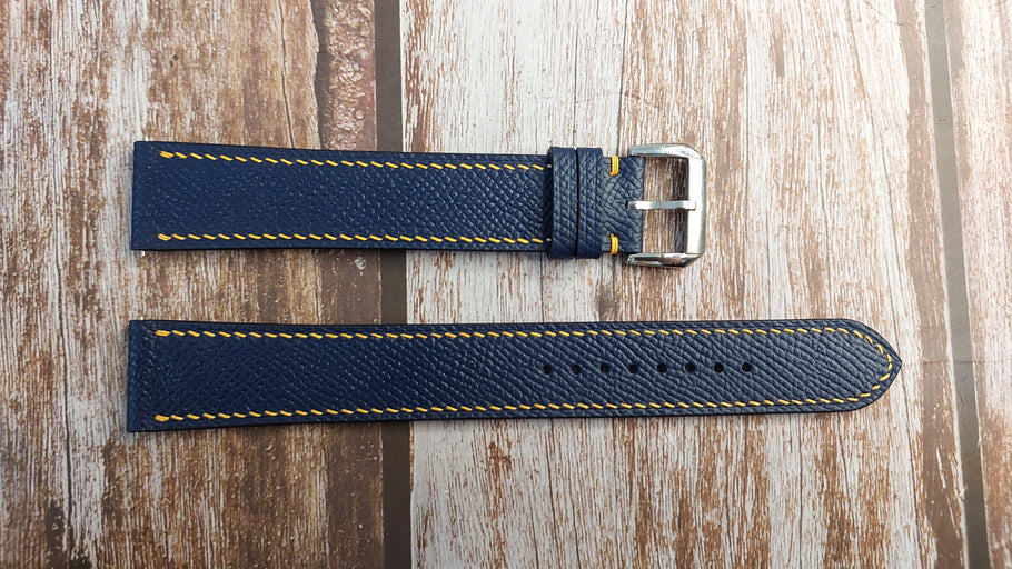 Navy Epsom Leather Strap For Depancel Series P Off-road Blue Watch