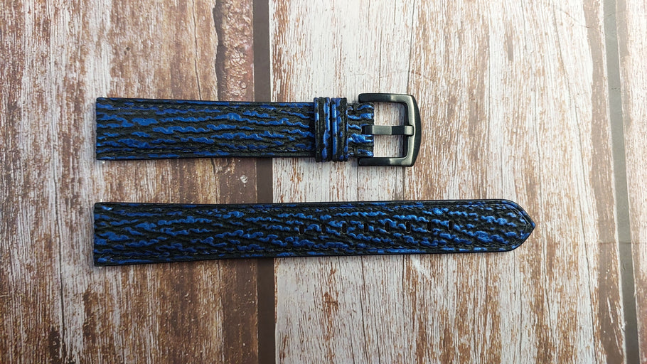 Blue Full Grain Shark Skin Leather Strap