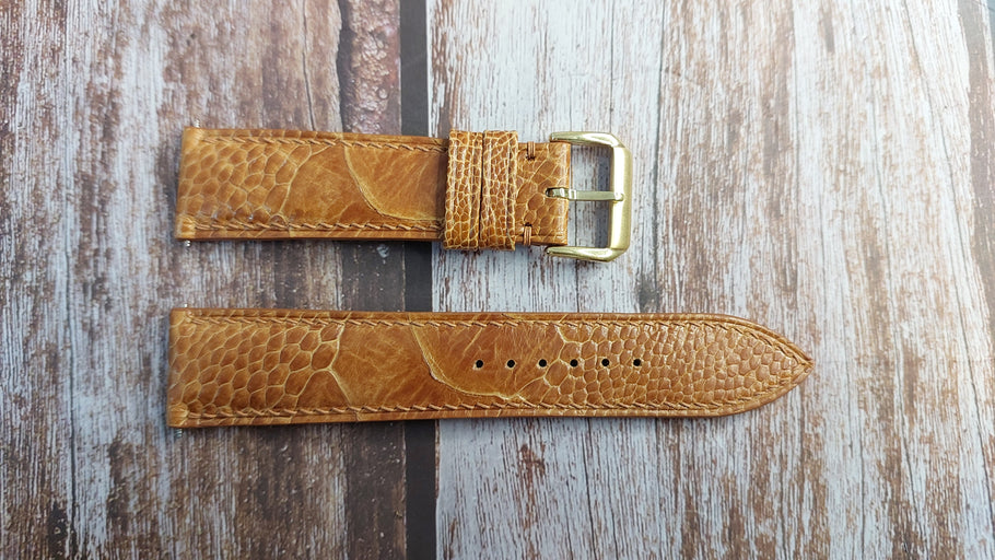Light Brown Full Grain Ostrich Leg Leather Strap