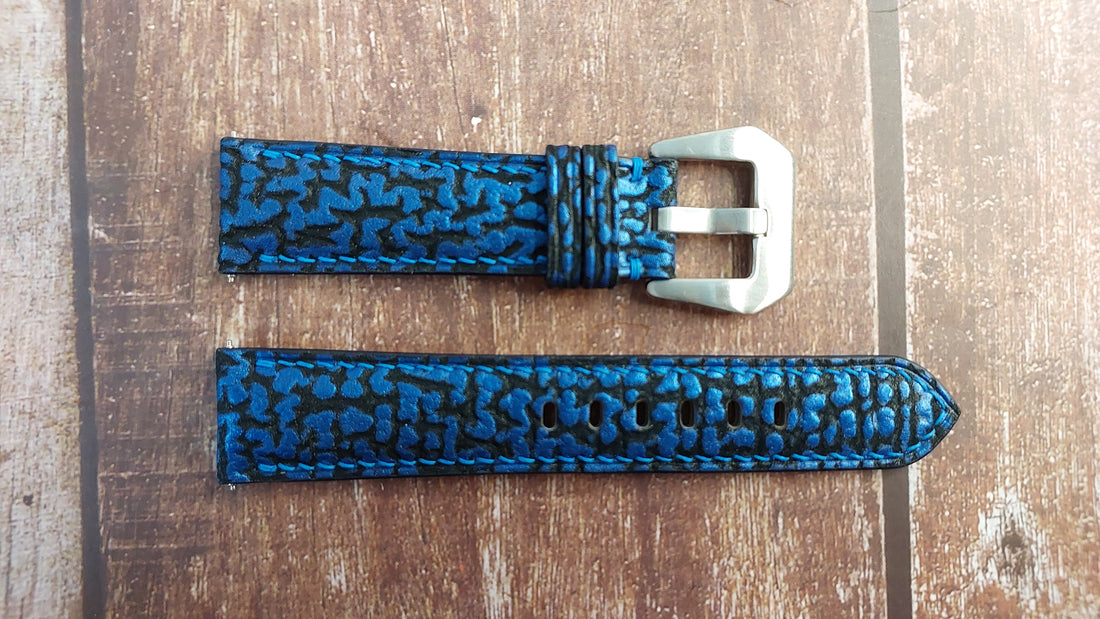 Blue Full Grain Shark Skin Leather Strap For Faberge Watch