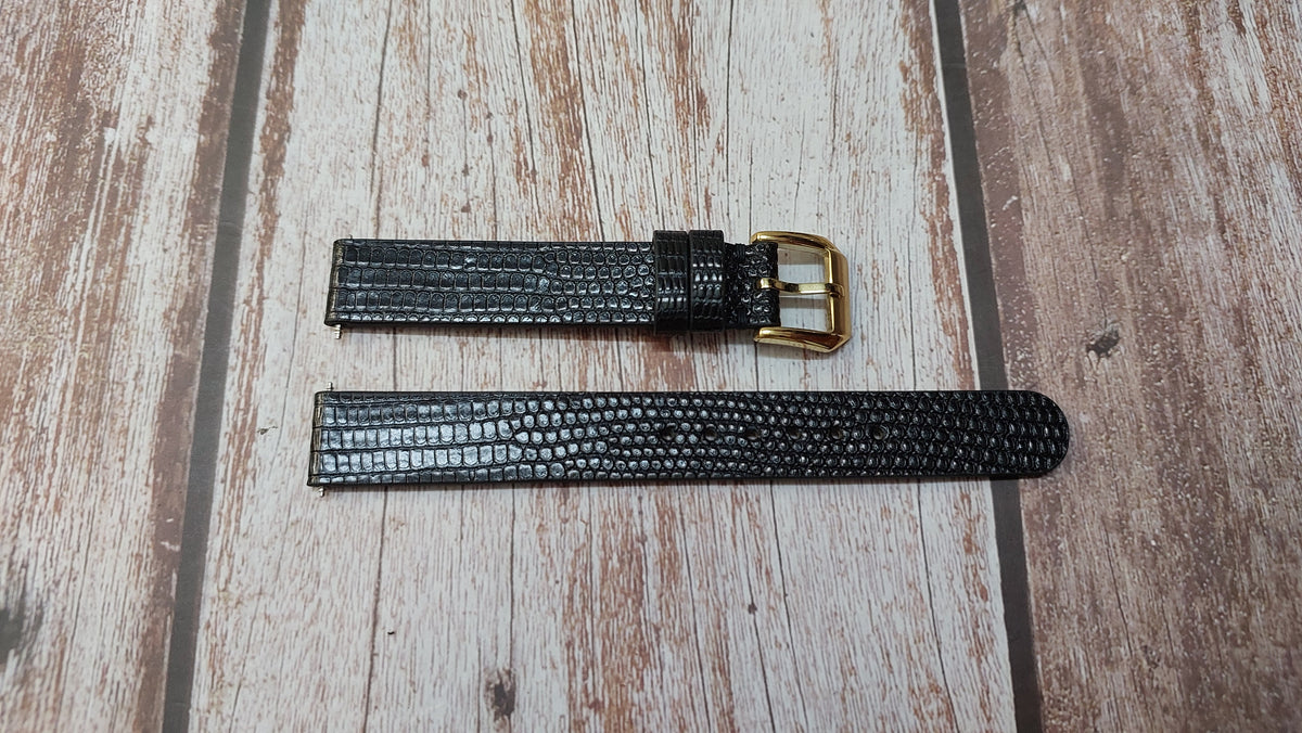 Black Full Grain Lizard Leather Strap – VGreen