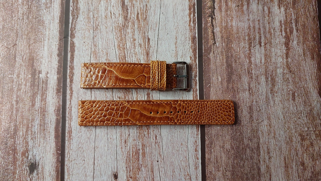 Light Brown Full Grain Ostrich Leg Leather Strap