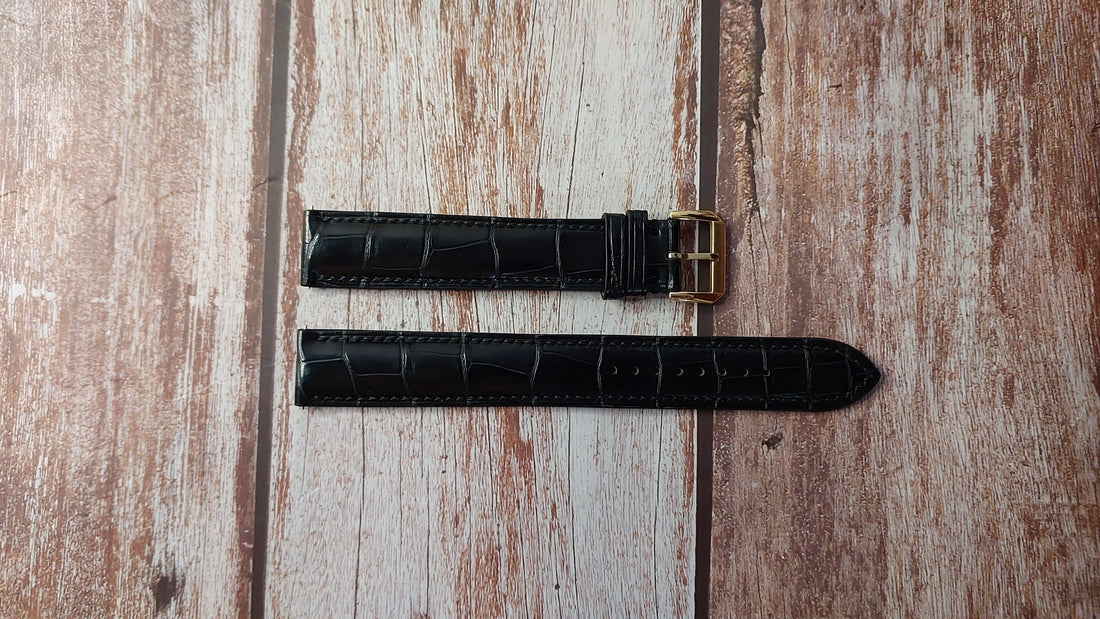 Black Full Grain Crocodile Leather Strap