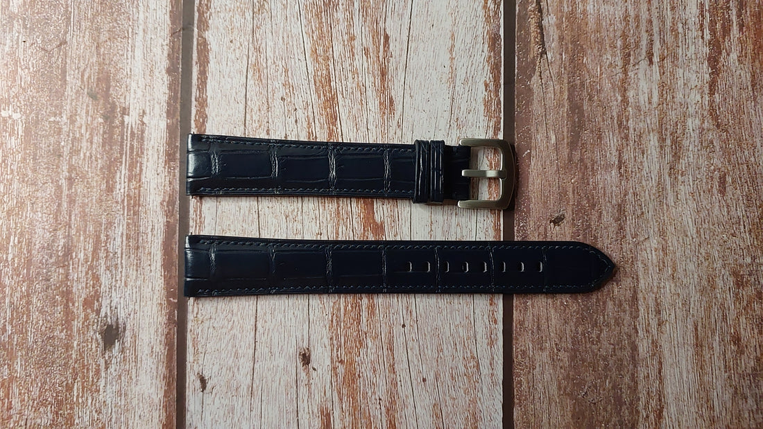 Dark Blue Full Grain Crocodile Leather Strap For TH 248.1.20.1820 Watch